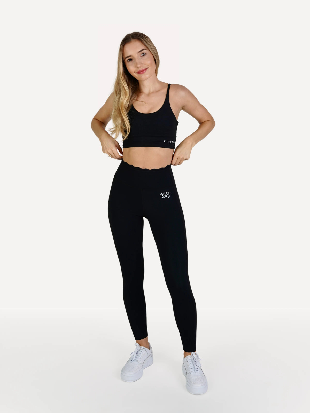 Zestaw Legginsy z falbanką + Top BALANCE czarny