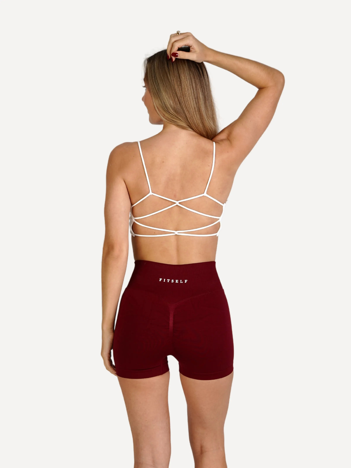 Zestaw spodenki SHAPE bordowe + top SHAPE biały