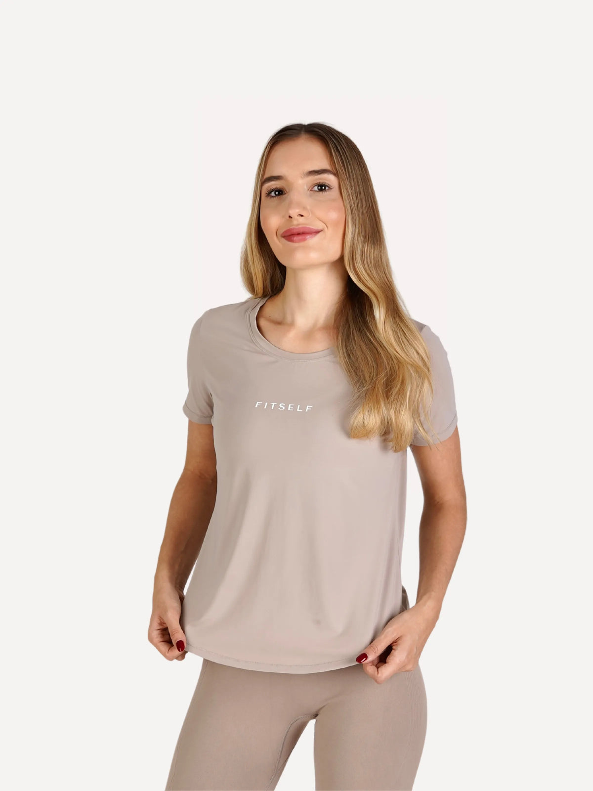 T-shirt sportowy Essentials beżowy