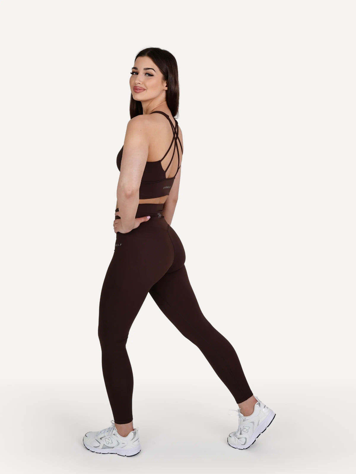 Zestaw legginsy + biustonosz sportowy ZEN brown