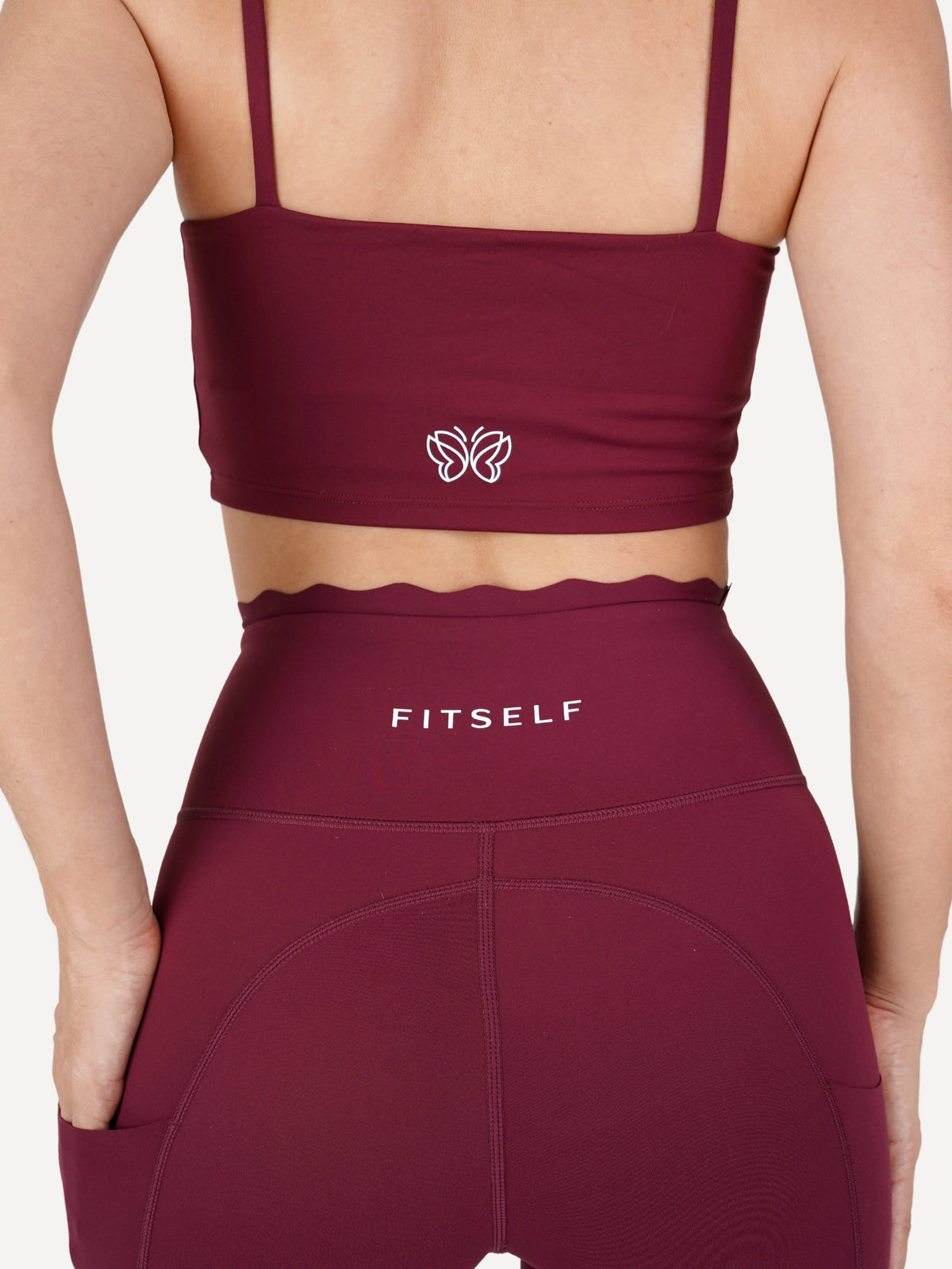 Zestaw Legginsy z falbanką + Top BALANCE bordowy