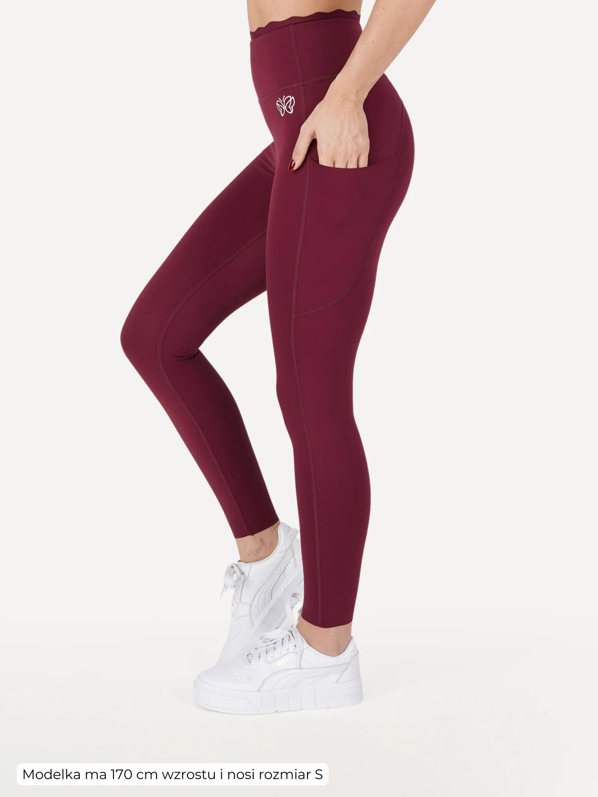Legginsy sportowe z kieszonką BALANCE bordowe