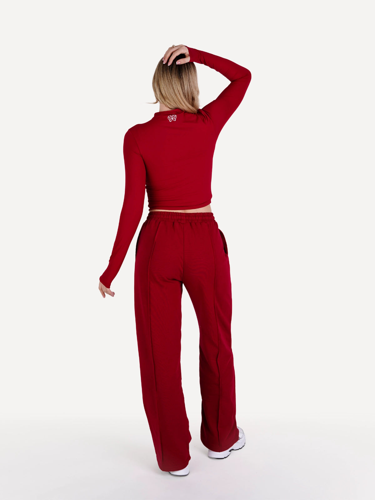 Zestaw longsleeve + spodnie dresowe COMFY burgundowe