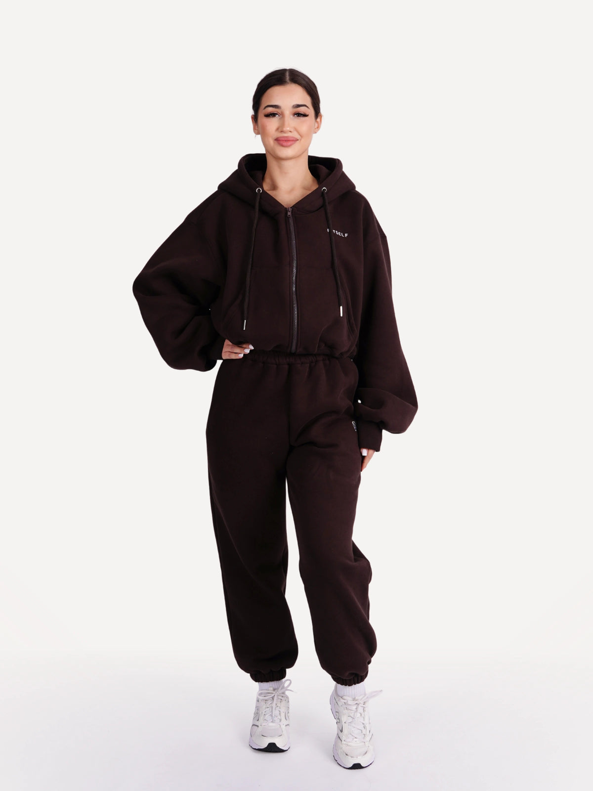 Zestaw rozpinana bluza + spodnie dresowe CLOUD espresso brown